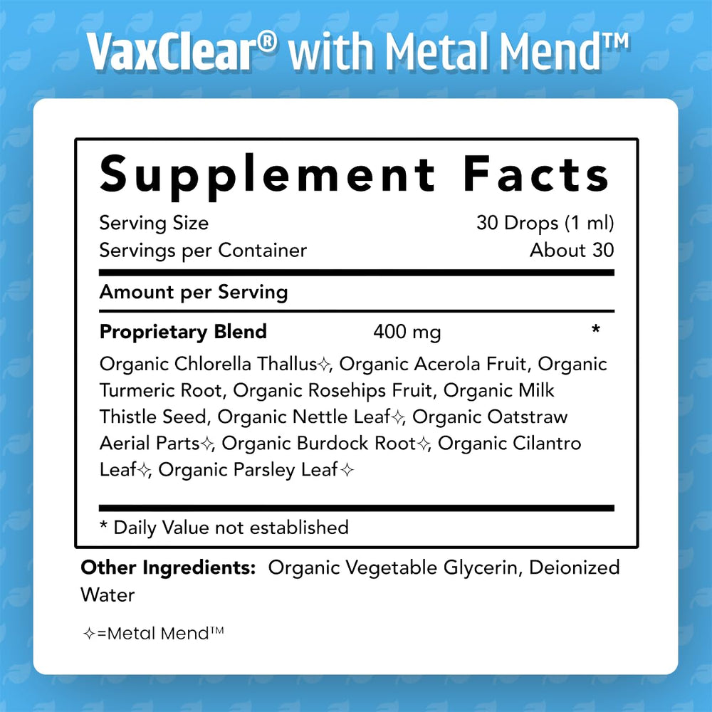 Dr. Green Mom VaxClear dairy-free and gluten-free formulation on packaging.