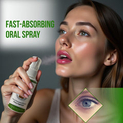 Dr. Grossman’s Complete Eye Formula spray bottle close-up showing application.