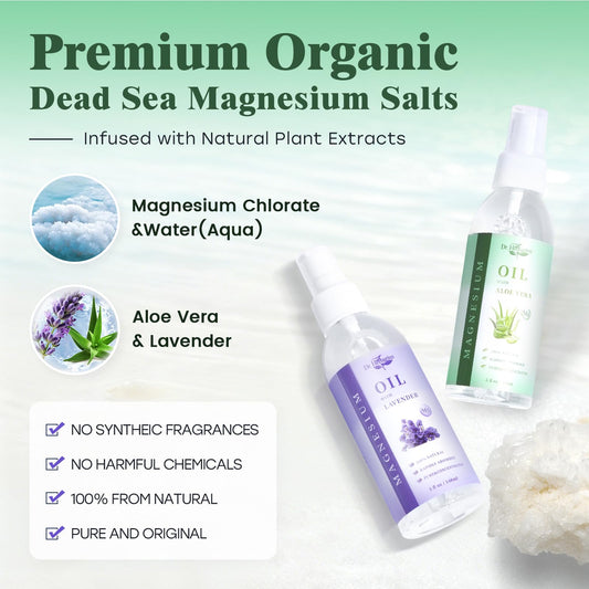 Dr. Herbarius magnesium spray applied to leg for soothing relief.
