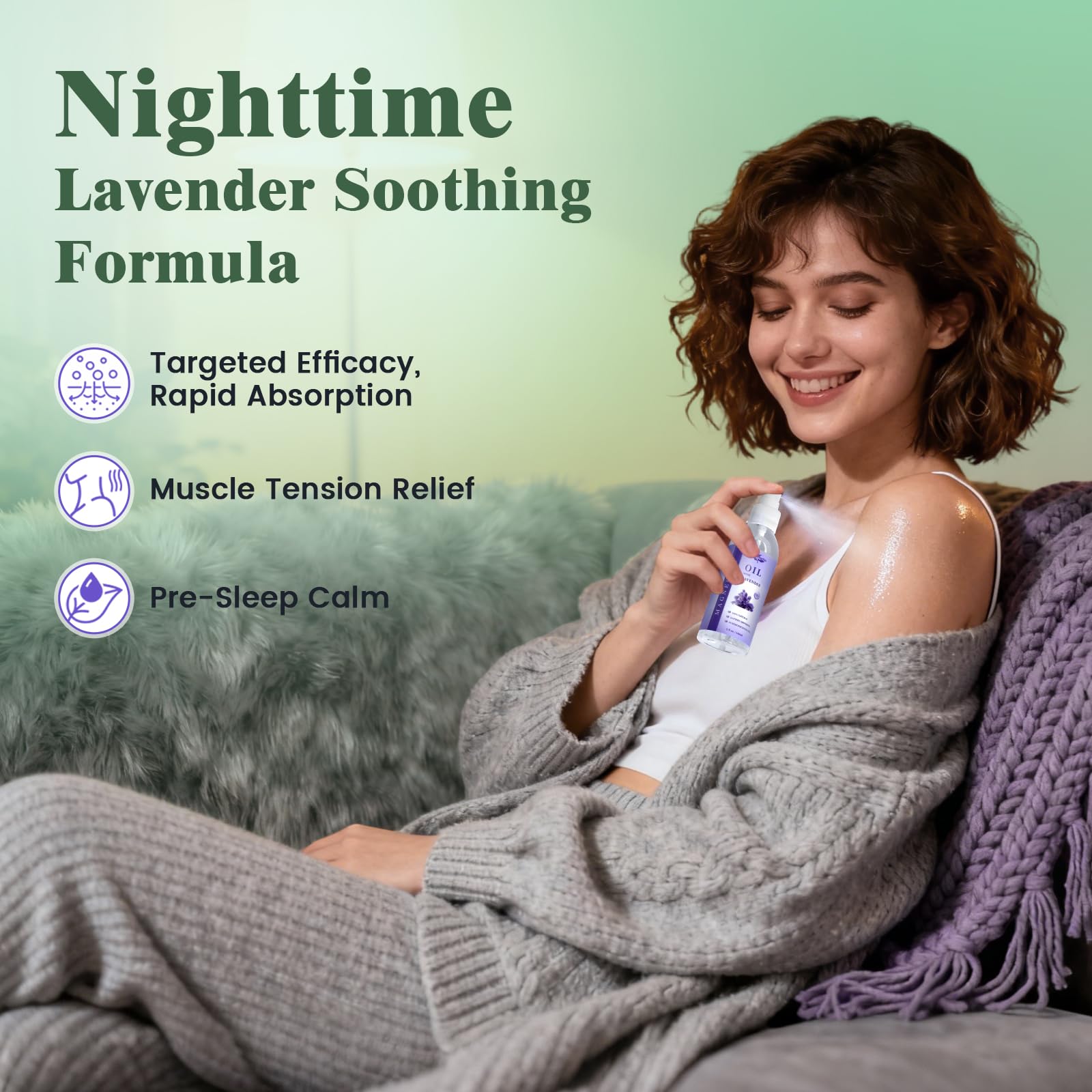 Lavender-infused magnesium oil droplets for calming daily routines.