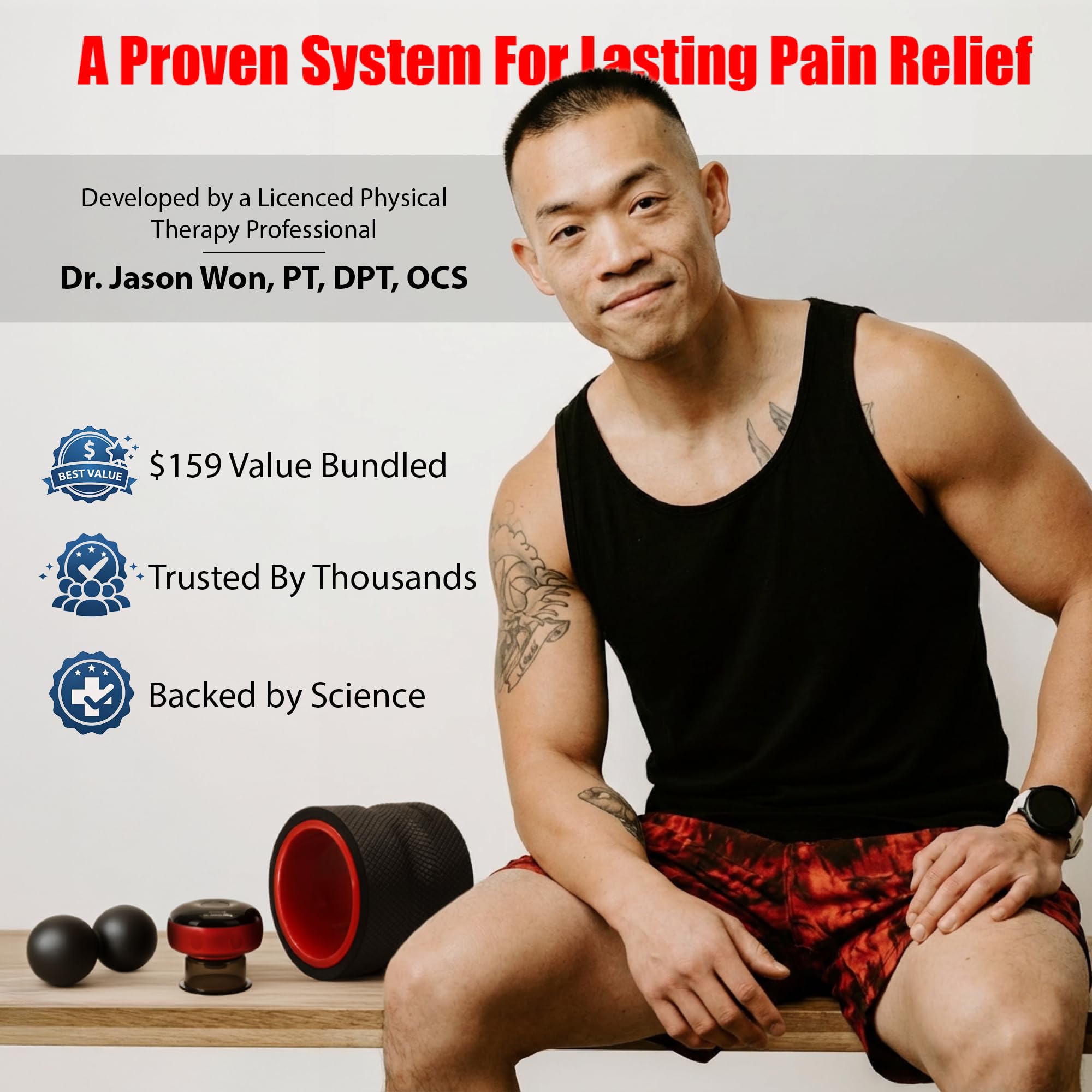 Dr. Jason Won cupping device highlighting red light therapy for recovery