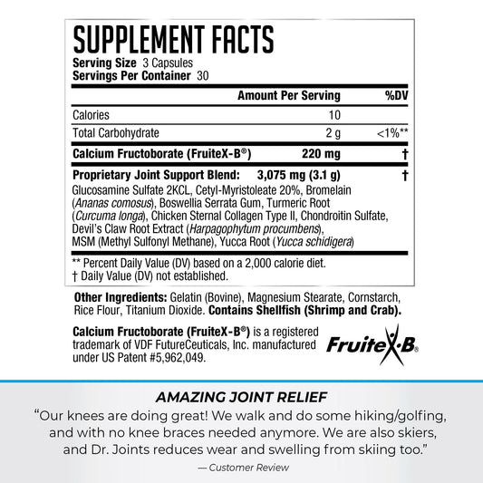 Dr. Joints NDS Advanced capsules shown for daily joint maintenance.