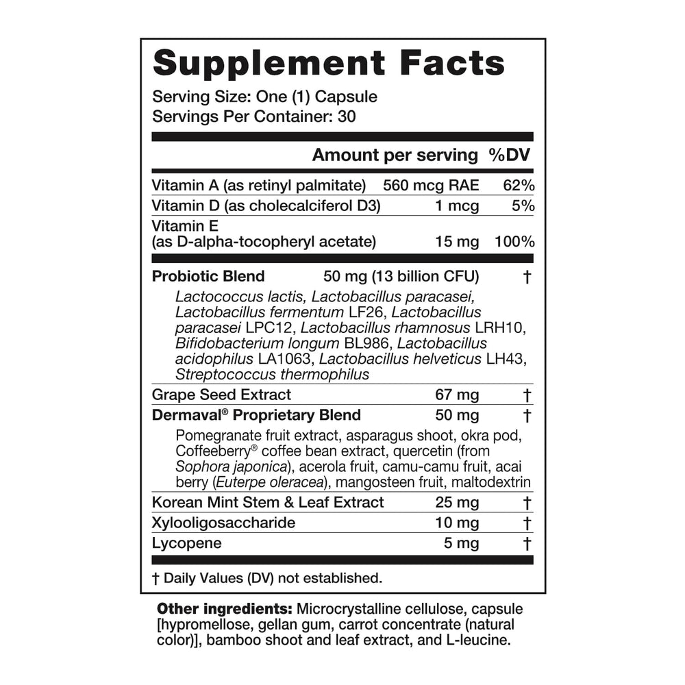 Dr. Kellyann Bellabiotics capsules, antioxidant-nutrients focus, support skin hydration and resilience.