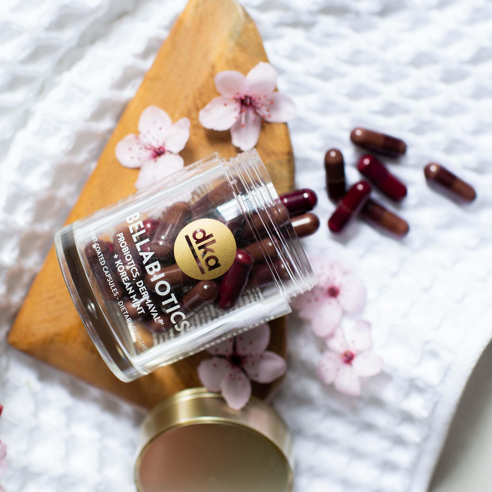 Dr. Kellyann Bellabiotics capsules, radiant-skin focus, promote a healthy-looking glow.