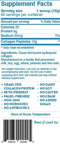 Dr. Kellyann collagen powder ingredients label close-up