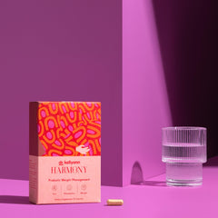 Dr. Kellyann Harmony capsules close-up showcasing probiotic blend.