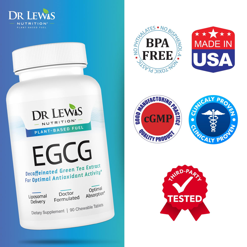 Dr Lewis Nutrition vegan chewable tablets dispensed for on-the-go wellness support.