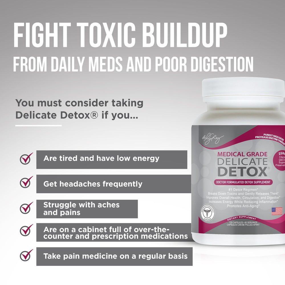 Dr. Liz Cruz Delicate Detox capsules highlighting digestive support goals