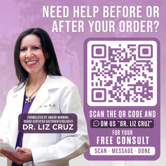 Pouring Dr. Liz Cruz Everyday ENZYMES demonstrates quick relief after meals.