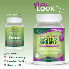 In-use scene implies mixing Gastro Greens into a smoothie for convenience.