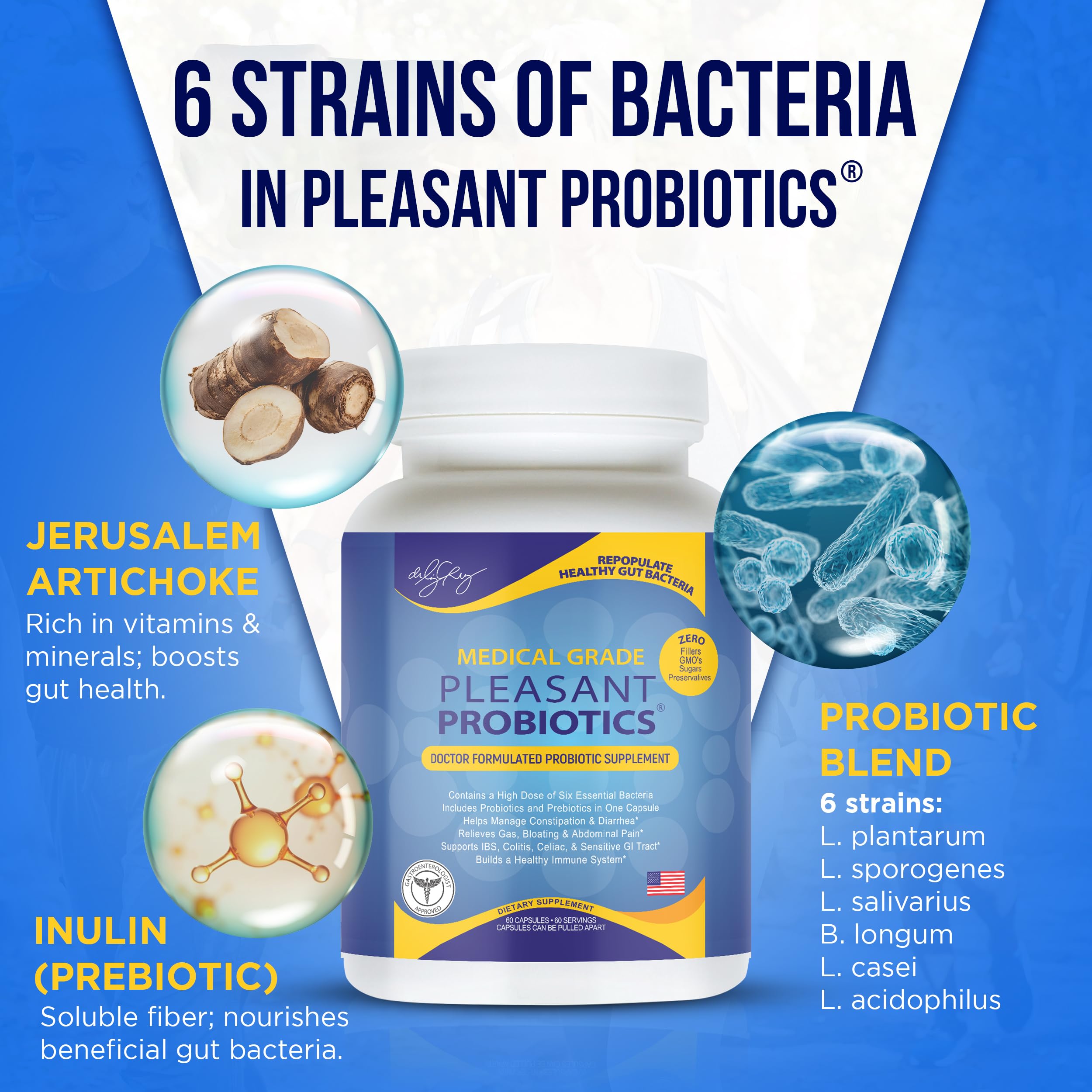 Dr. Liz Cruz Pleasant Probiotics label shows 5.10B CFUs