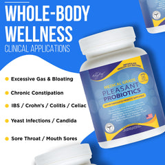 Close up of the Pleasant Probiotics label highlighting the formula