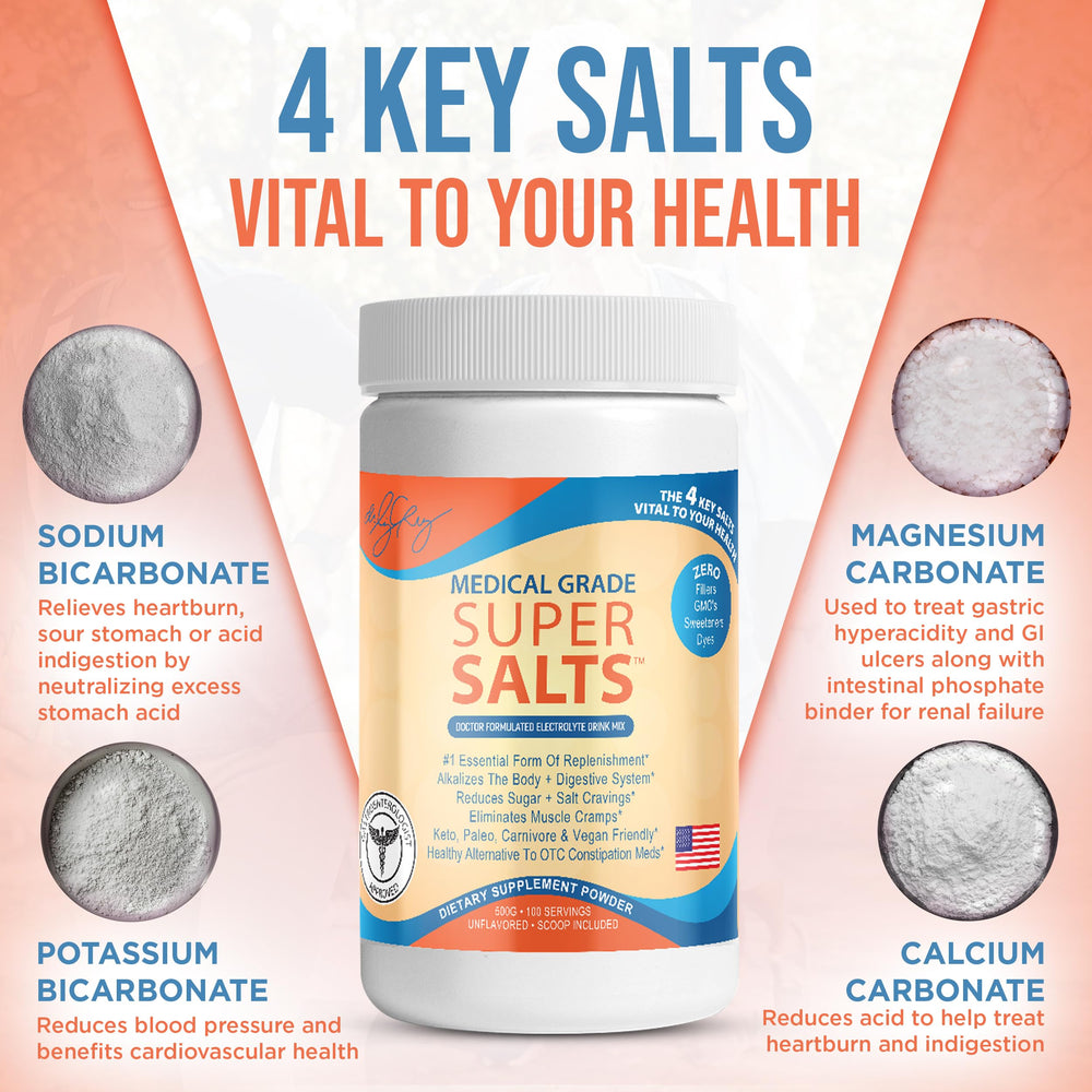 Dr. Liz Cruz Super Salts dissolving in water for quick hydration.