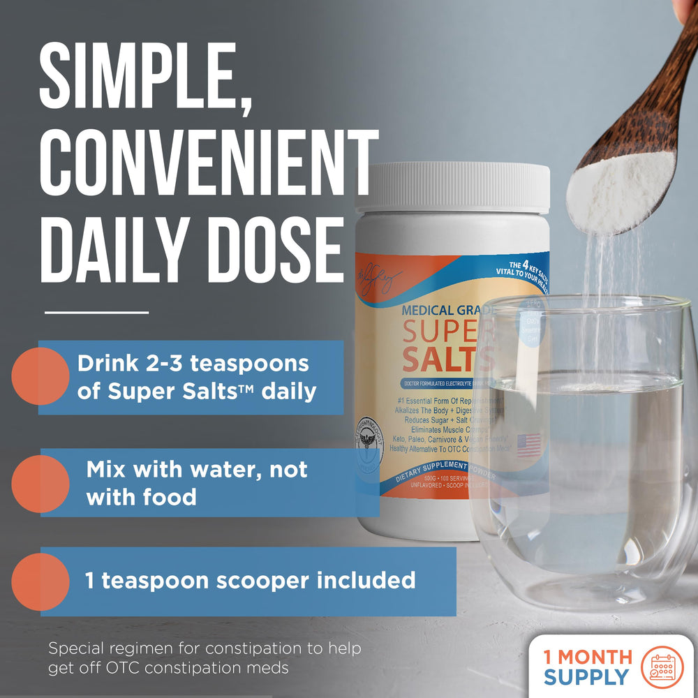 Four mineral salts blend by Dr. Liz Cruz for balanced electrolytes.