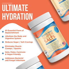 Dr. Liz Cruz Super Salts tub label with no sugar formula.