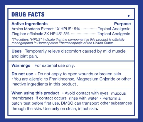 Ingredients montage conveys natural botanicals complementing DMSO for soothing rituals