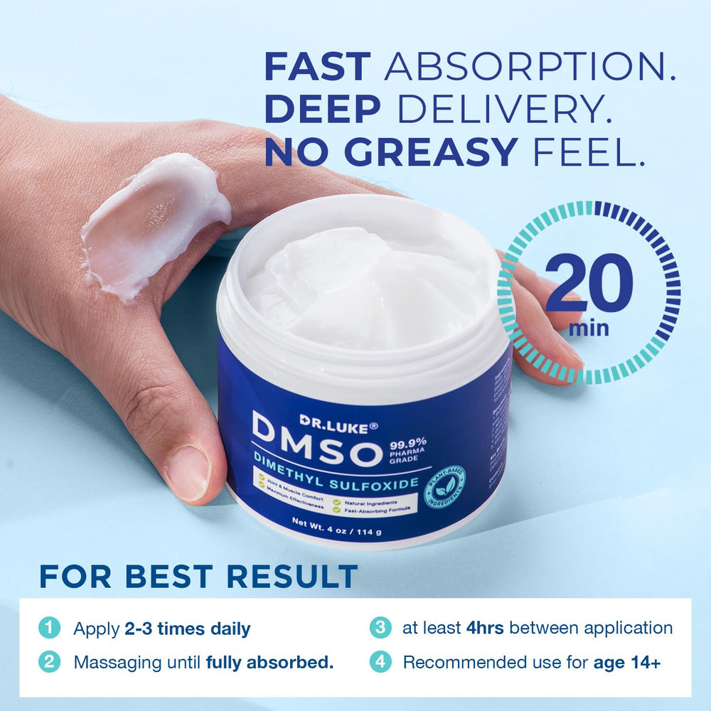 Dr. Luke DMSO cream applied to knee and shoulder after activity.