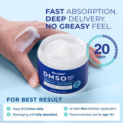 Dr. Luke DMSO cream applied to knee and shoulder after activity.