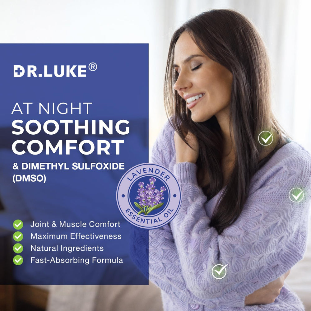 Dr Luke DMSO cream lavender label highlights high purity formula for daily comfort