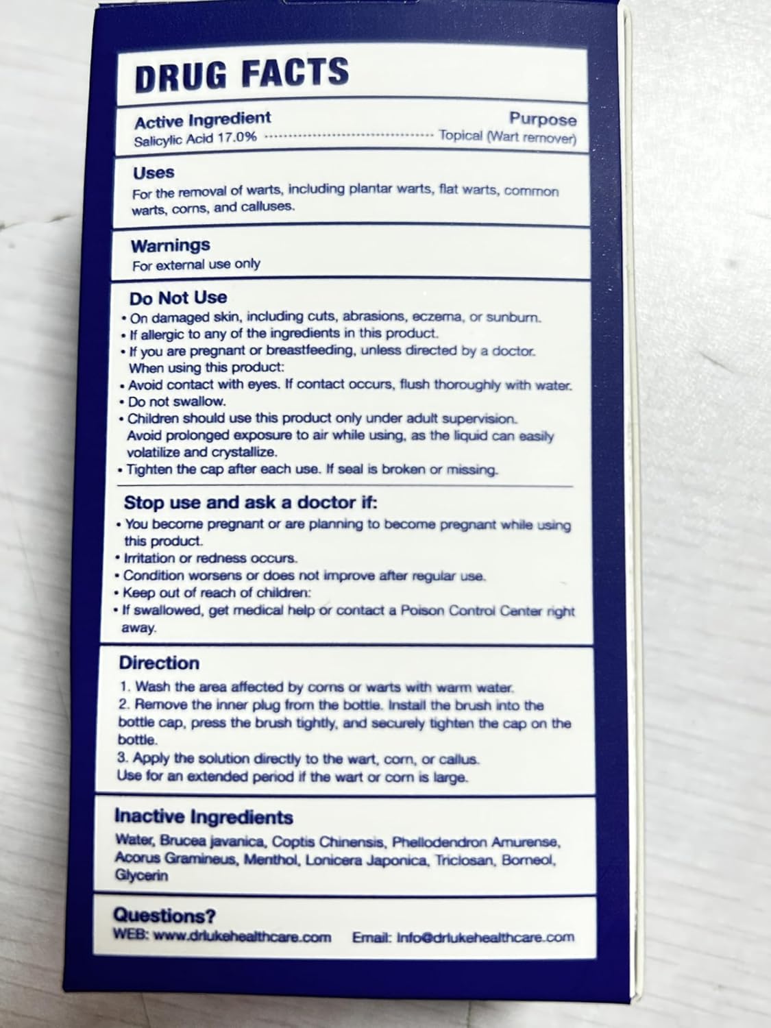 Dr. Luke Plantar Wart Freeze Off packaging on display for shoppers.