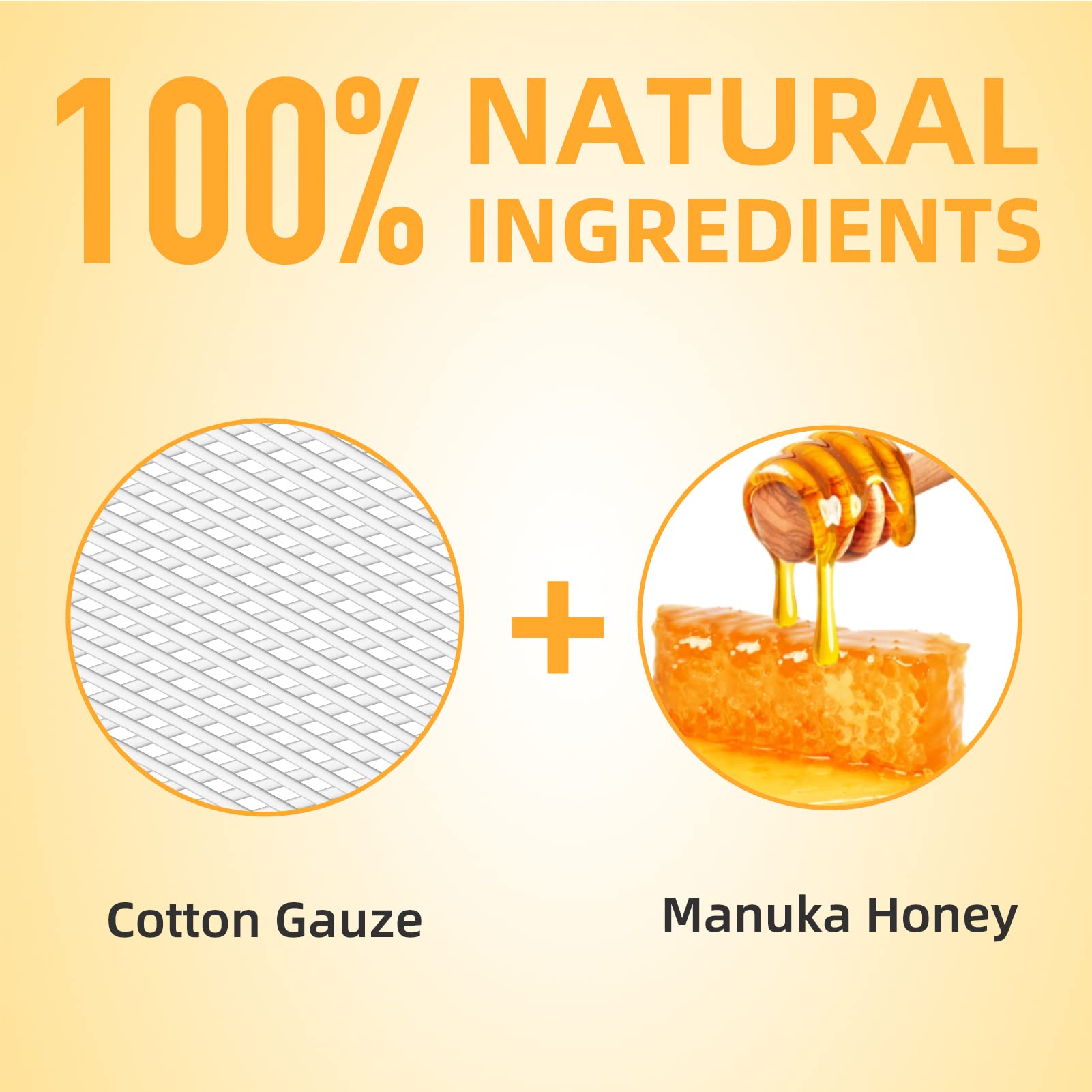 Dr. Med Honey Gauze Dressing 4x4 inch shows manuka honey infusion for moisture.
