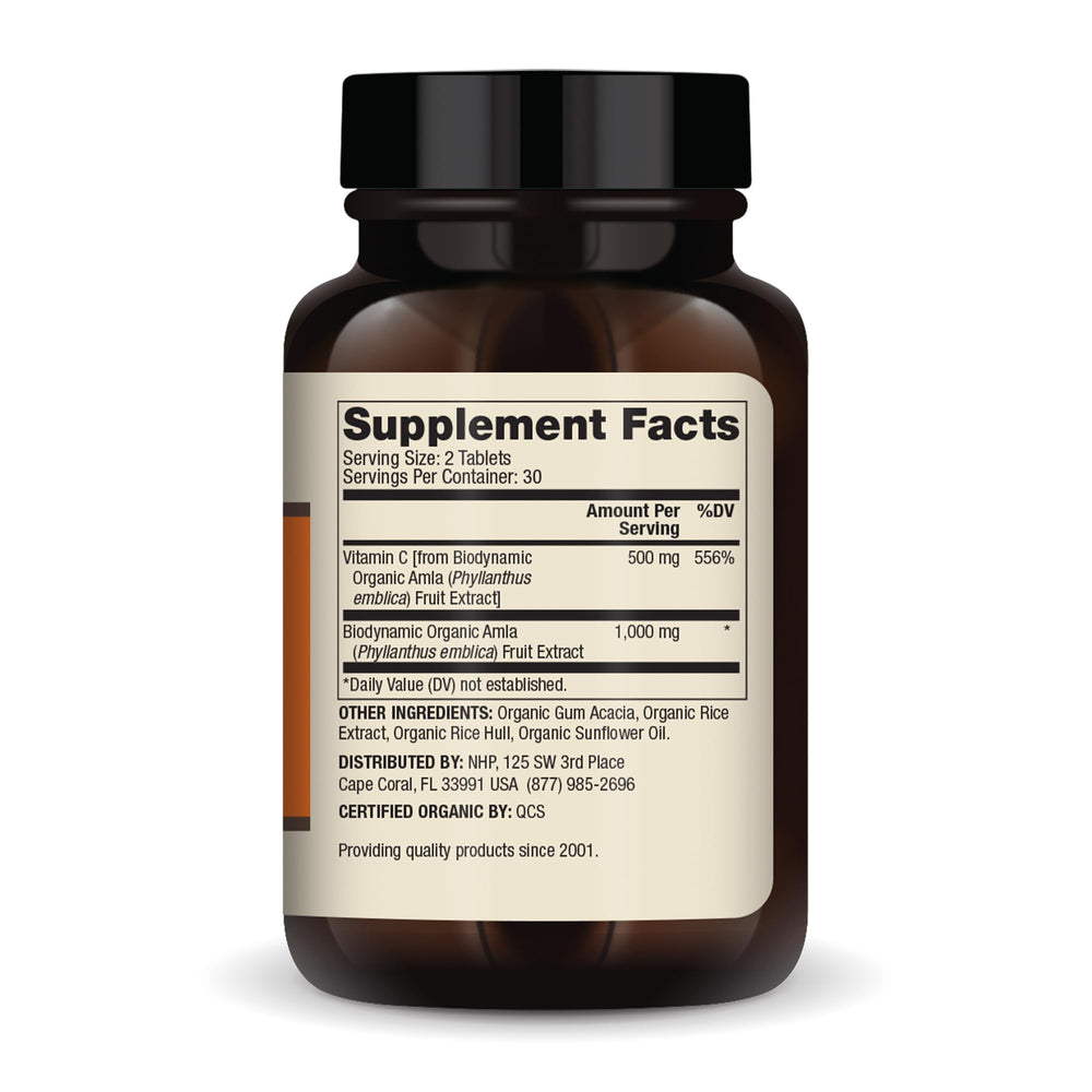 Dr. Mercola Biodynamic amla tablets close up showing tablet texture and form