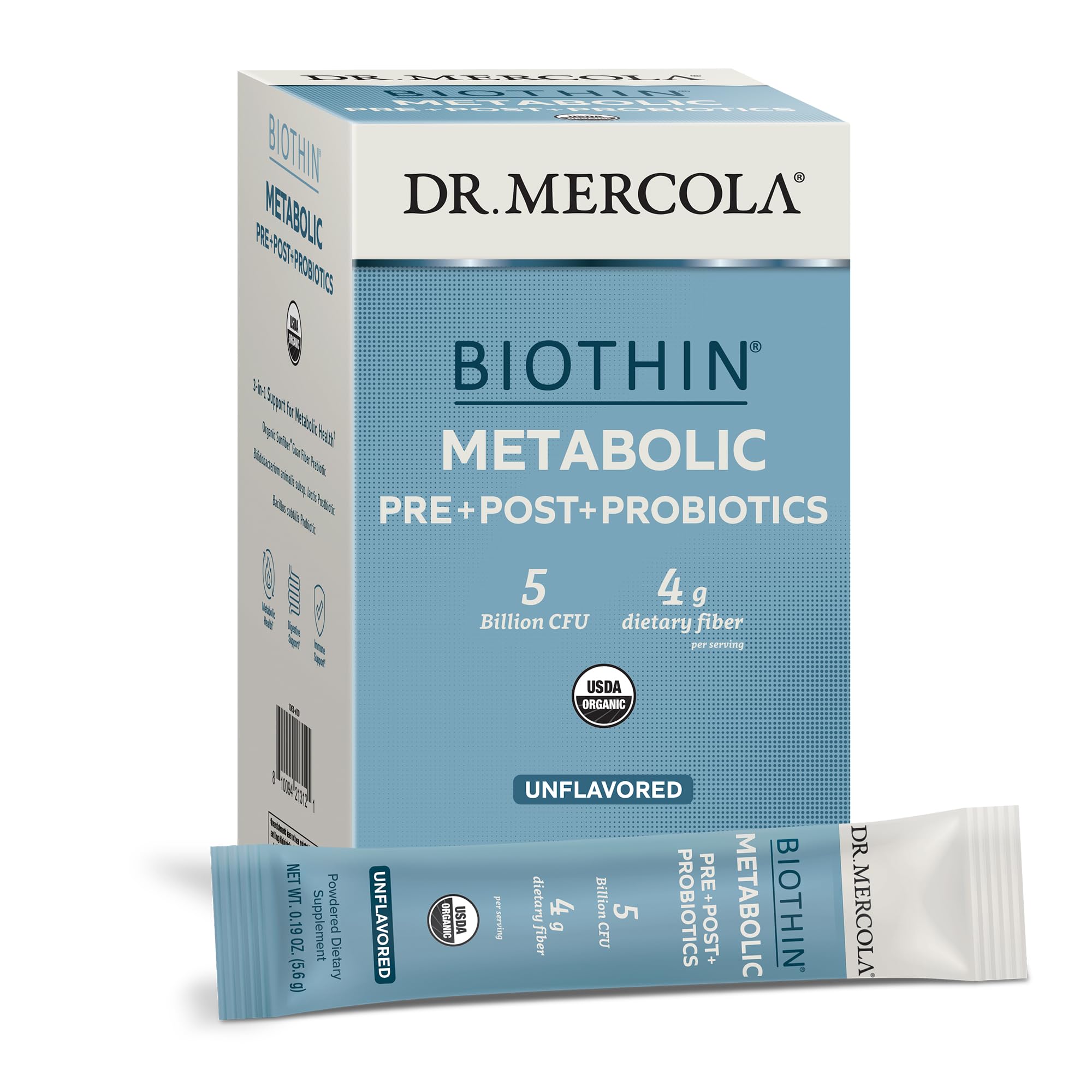 Unflavored Biothin Metabolic powder blending into a drink