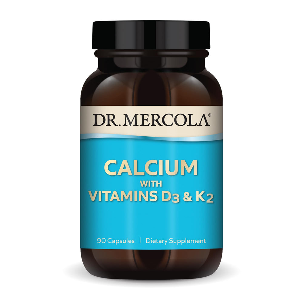 Dr. Mercola Calcium D3 K2 eggshell bottle supports daily bone health