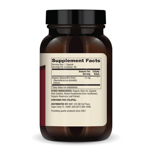 Capsules close-up show the easy daily dosage from Dr. Mercola astaxanthin.