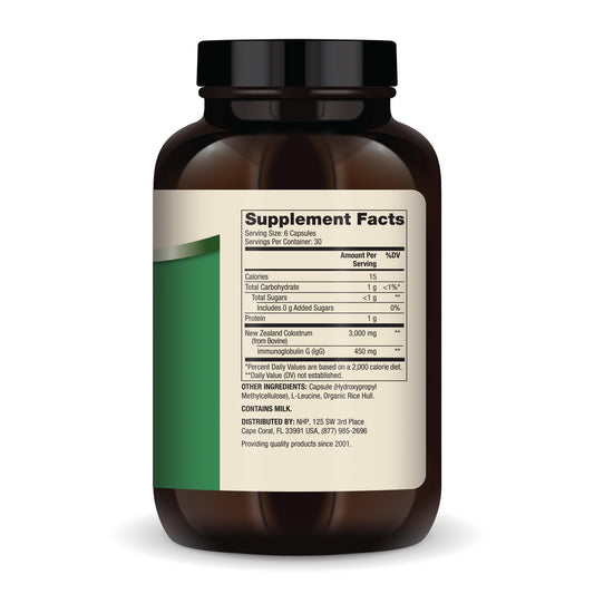 Dr. Mercola colostrum igG-450mg bottle highlights IgG-rich formula for gut and immune support