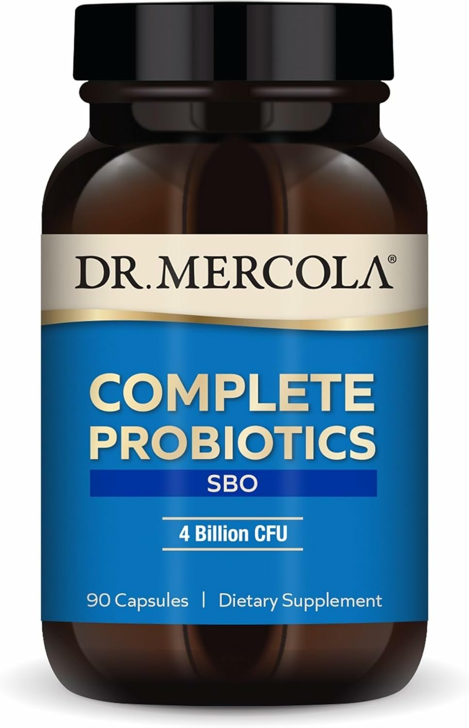 Dr. Mercola Complete Probiotics SBO bottle front with label for gut health