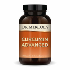 Dr Mercola Curcumin Advanced bottle view highlighting potent antioxidant formula for daily wellness