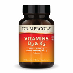 Dr. Mercola D3 K2 bottle front for daily immune and bone support.