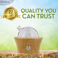 Handcrafted Dr. Mercola diffuser showcasing natural materials and design.