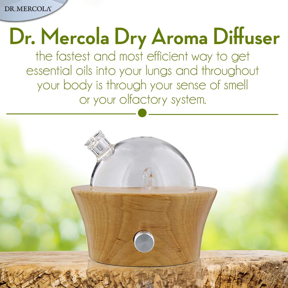 No-water operation highlighted on Dr. Mercola diffuser design.