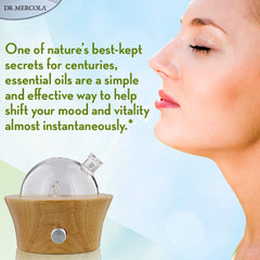 Beige blond wood and glass blend on Dr. Mercola diffuser.
