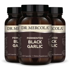 Dr. Mercola Fermented Black Garlic bottle for daily immune support.