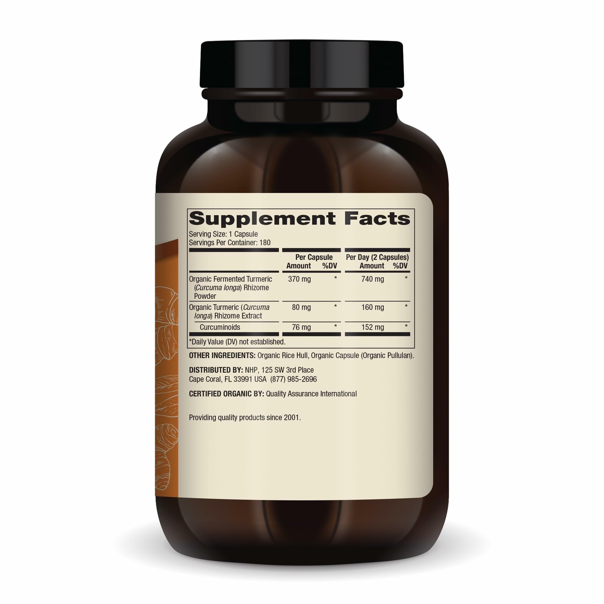 Fermented turmeric capsules showing 95 percent curcuminoids potency for antioxidant potential