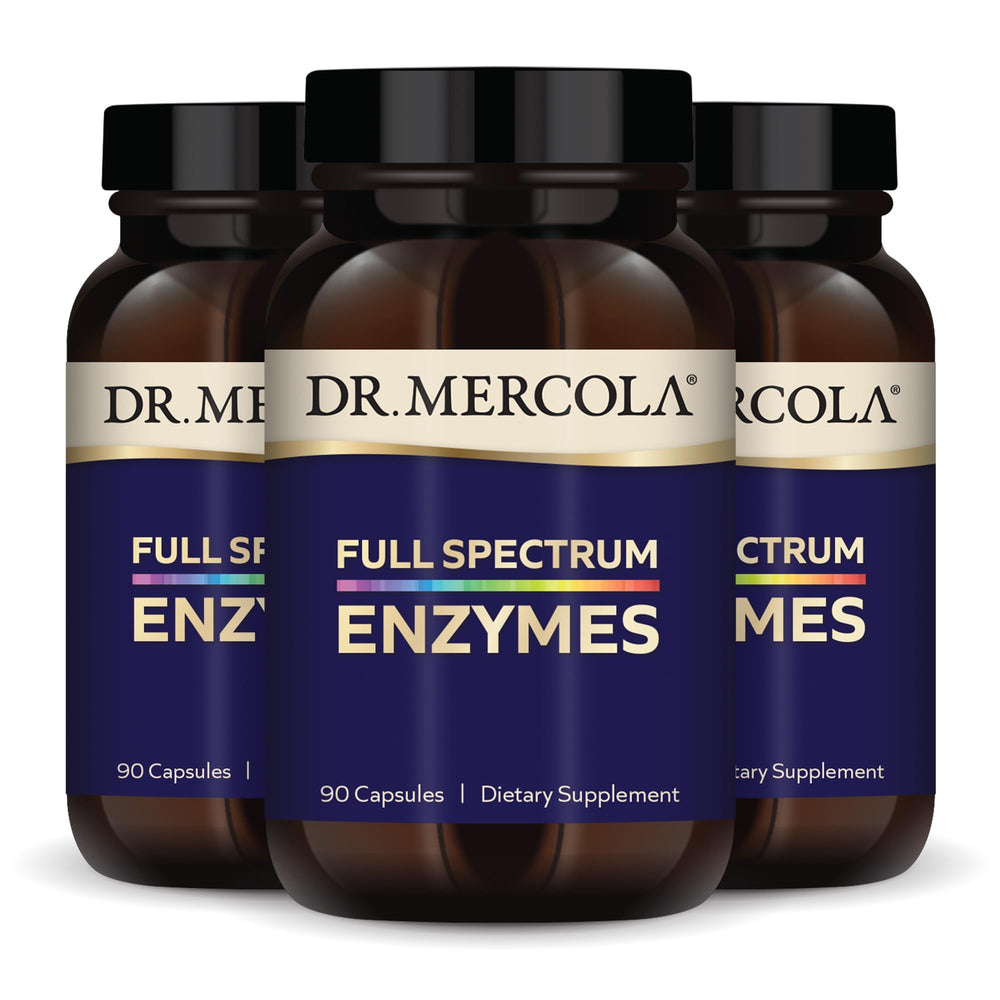 Dr Mercola Full Spectrum Enzymes bottle front for daily digestion support