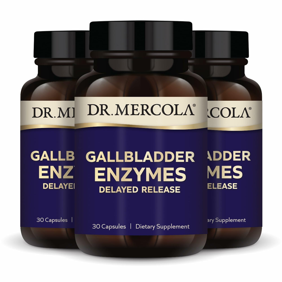 Dr. Mercola Gallbladder Enzymes bottle supports post-surgery digestion.