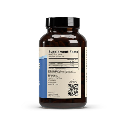Dr. Mercola L-Theanine Plus GABA capsules ready for nightly relaxation.