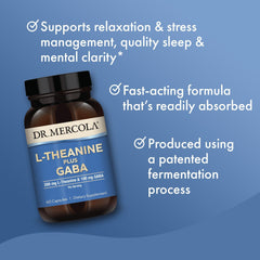Label shows Dr. Mercola L-Theanine Plus GABA non-GMO claim