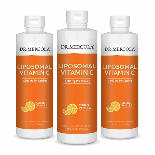 Dr. Mercola Liposomal Vitamin C bottle front view for daily immune support.
