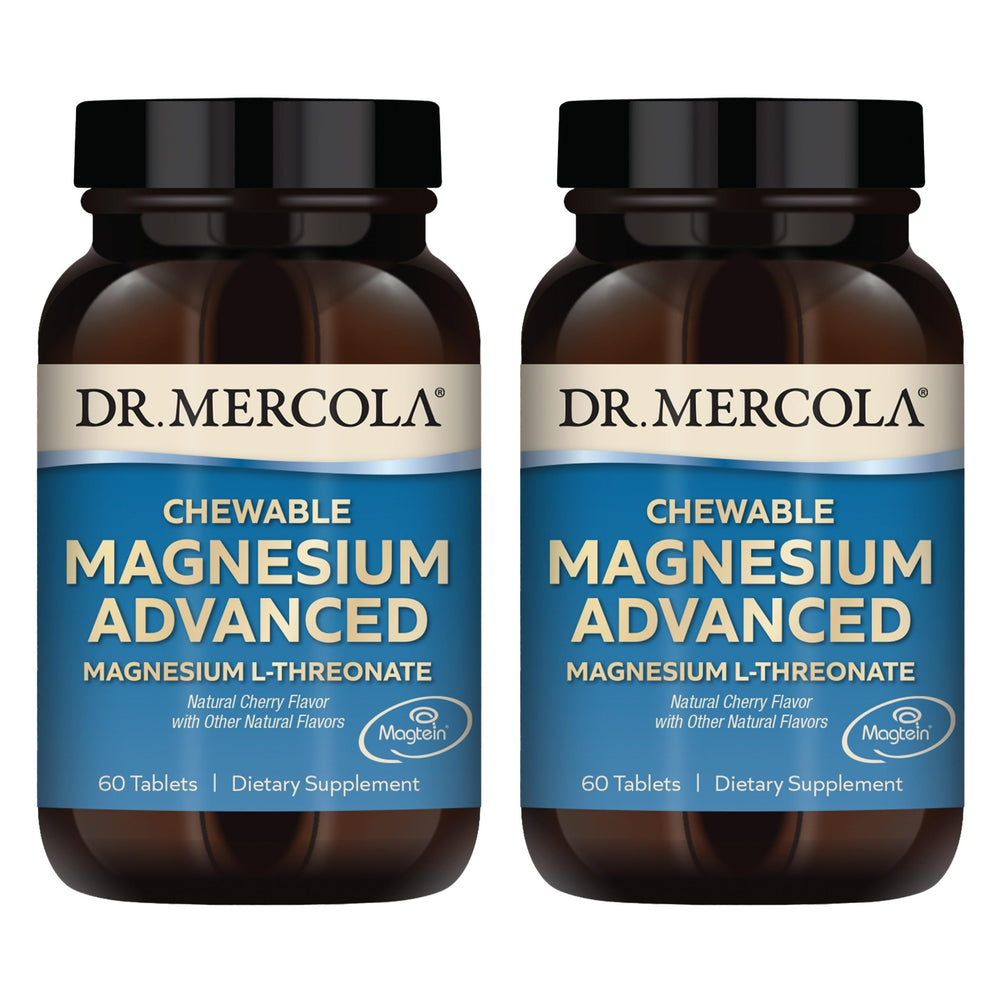 Dr. Mercola Magnesium Chewable Advanced bottle front supports bone and joint health.