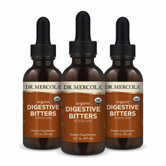Dr. Mercola Organic Digestive Bitters bottle for pre-meal support and easy dosing.