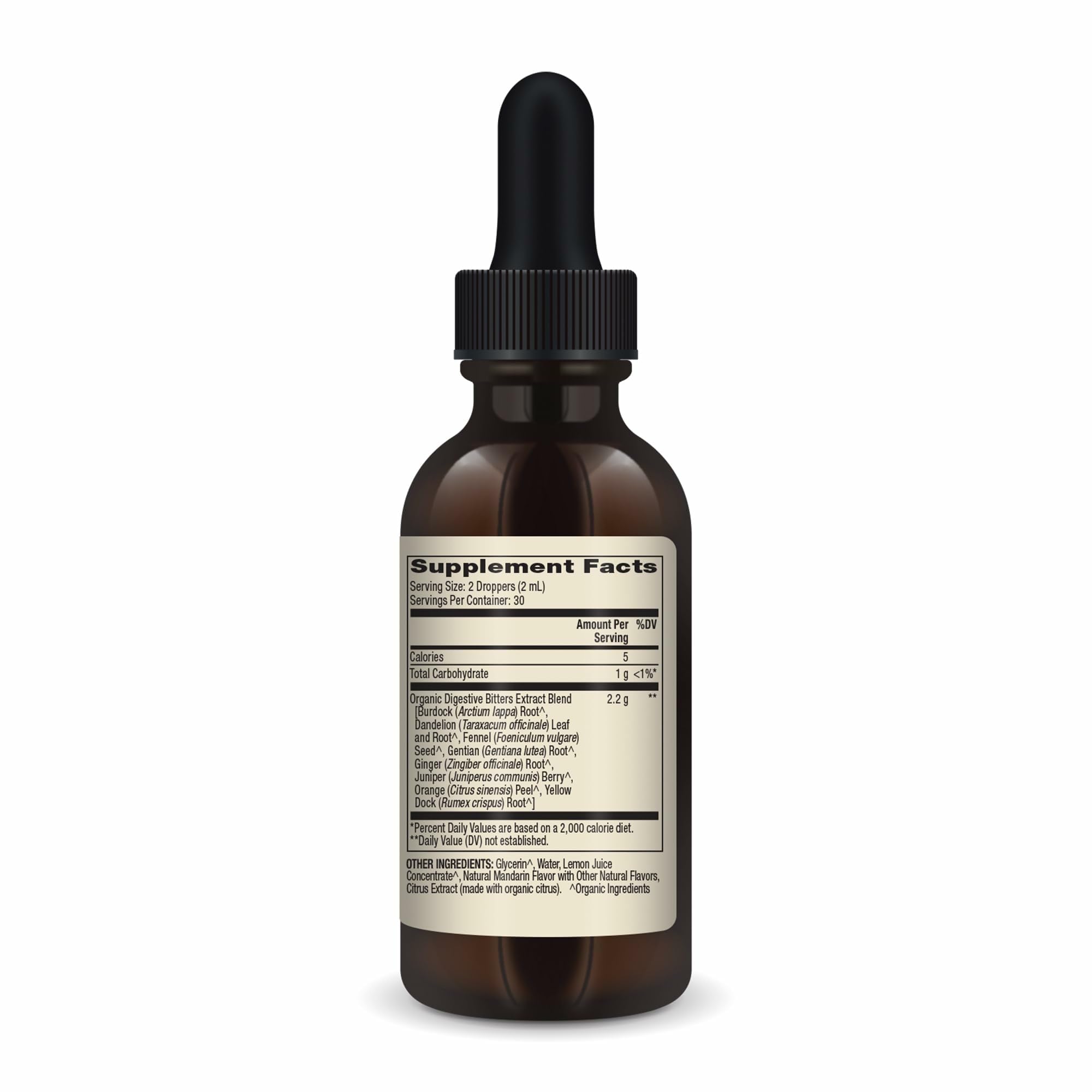 Dr. Mercola Organic Digestive Bitters drops pour demonstrates simple pre-meal dosing.