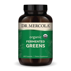 Dr. Mercola Organic Fermented Greens bottle for daily greens intake