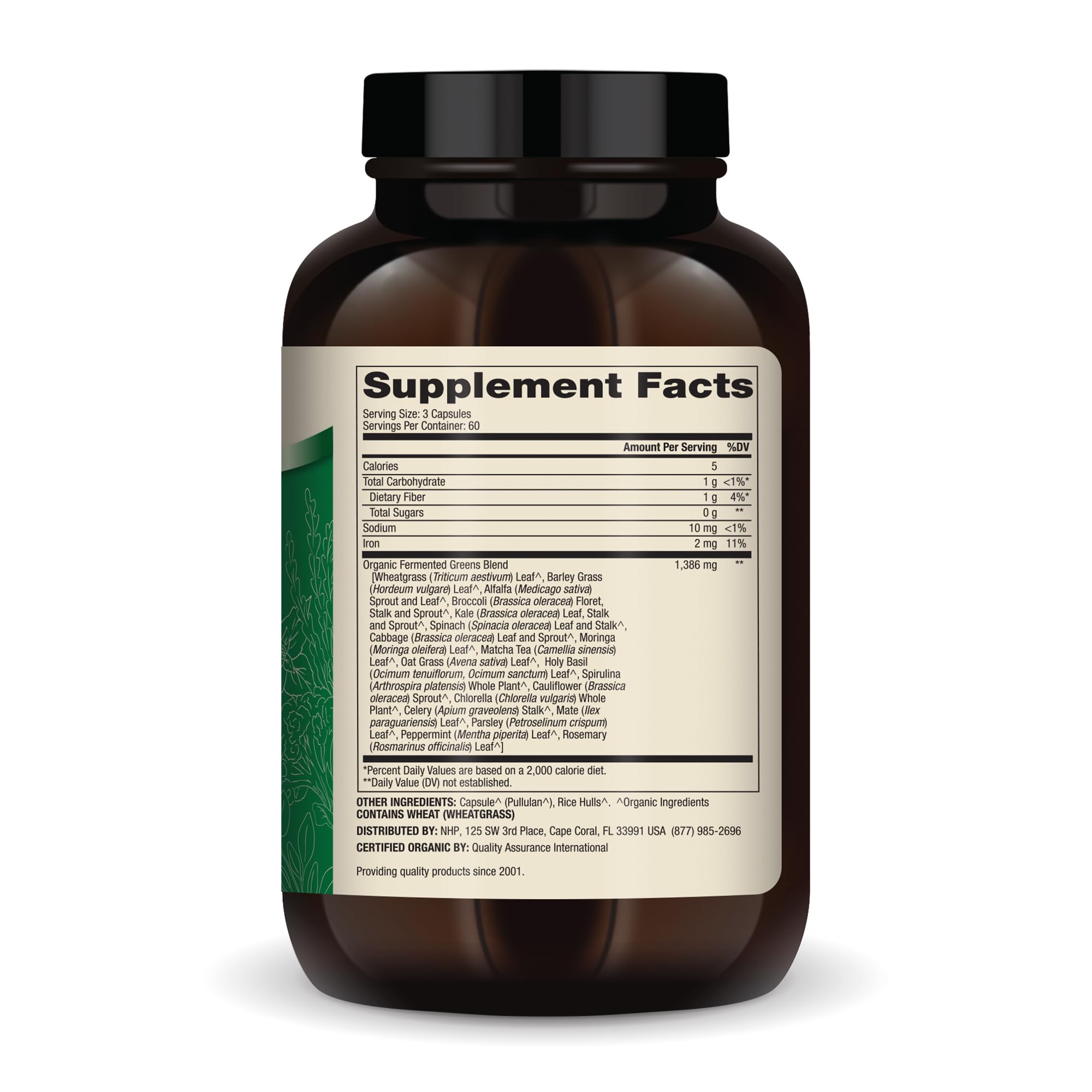 Dr. Mercola Organic Fermented Greens capsules close-up for convenient plant-based greens