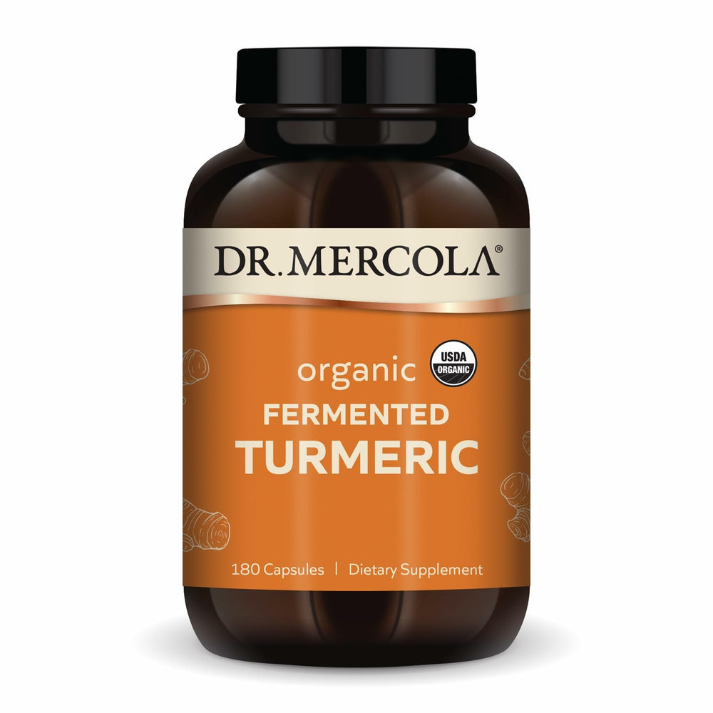 Dr. Mercola Organic Fermented Turmeric bottle with high-bioavailability curcuminoids for daily support