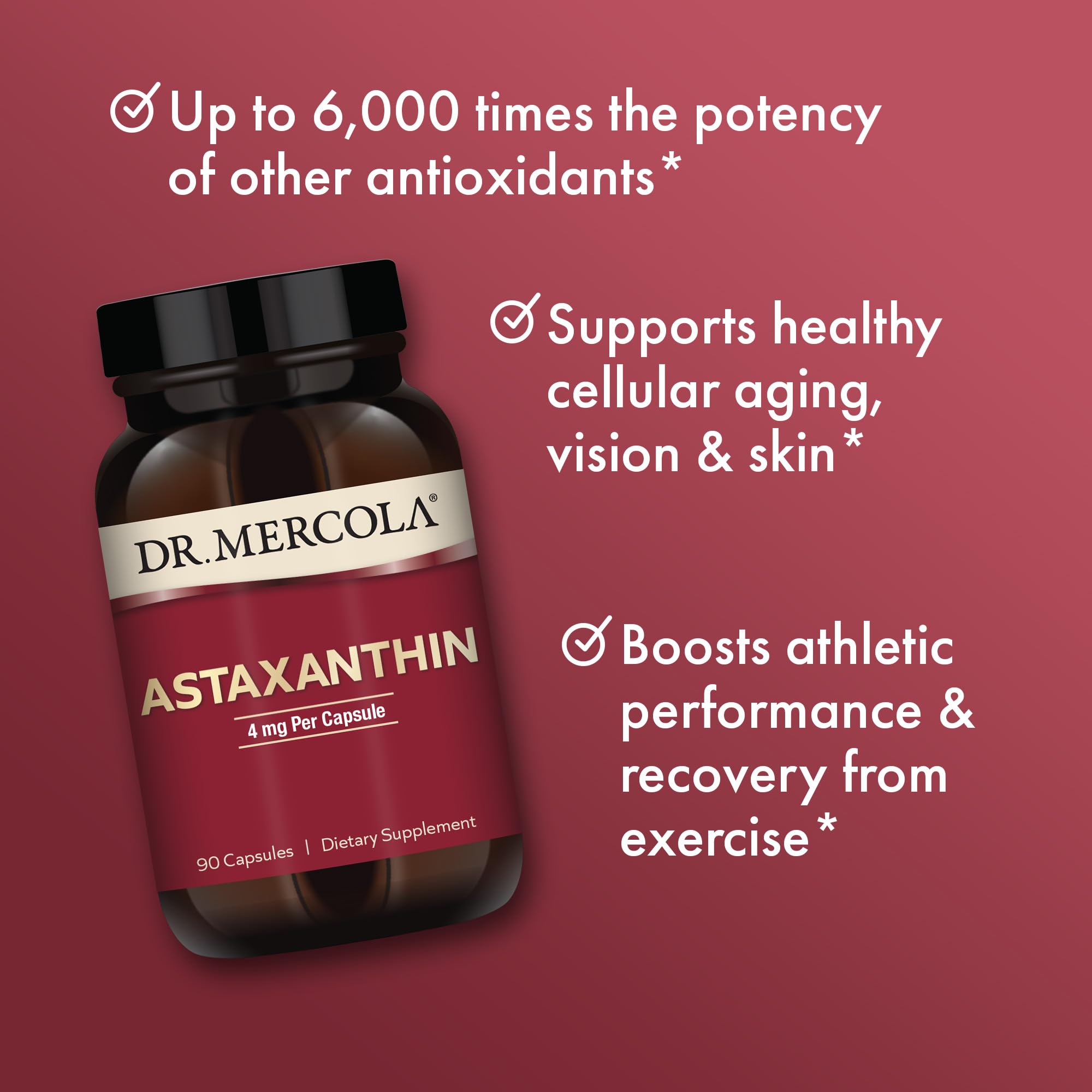 Dr. Mercola Astaxanthin ingredients sourced from organic microalgae